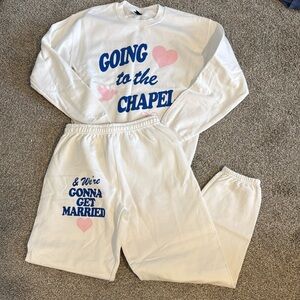“Going To The Chapel” white sweatset M
